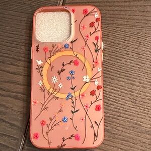 Floral magsafe iPhone 16 pro max Case - Pink